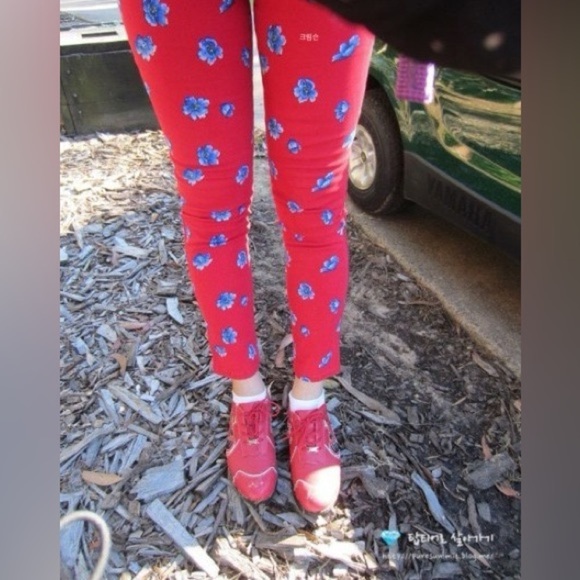Abercrombie & Fitch Jeans Womens Red Floral Jeggings Slim Cropped Cotton Size 10 - Picture 8 of 9